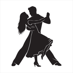Elegant silhouette of a couple dancing ballroom style with grace
