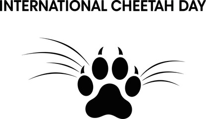 Celebrate International Cheetah Day with this striking graphic featuring a bold paw print and celebratory text, perfect for awareness campaigns and wildlife appreciation.