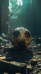 Forgotten game in desolate place: A symbolic image of loss and resilience