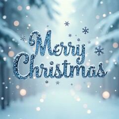 雪に覆われたホワイトメリークリスマス文字｜Snow White Merry Christmas Text