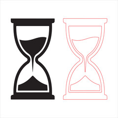 Hourglass icons: black filled and red outline sand timers