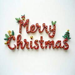 赤い装飾のメリークリスマス文字｜Red Decorative Merry Christmas Text
