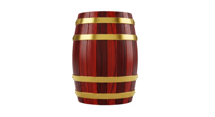 Isolated wooden barrel with iron hoops for wine, rum or beer storage, stock photo