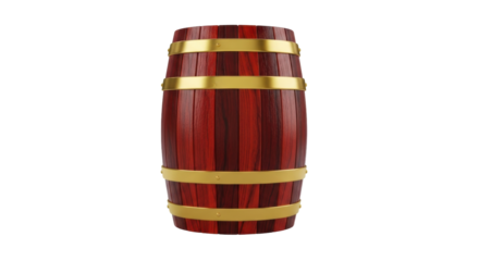 Isolated wooden barrel with iron hoops for wine, rum or beer storage, stock photo