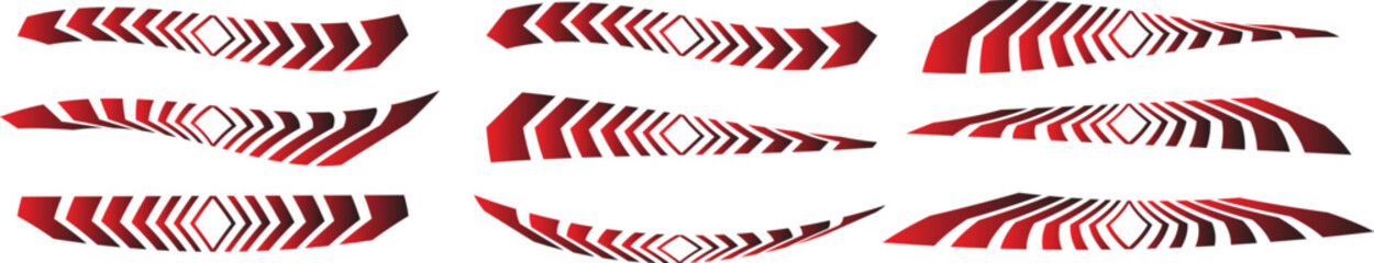 Abstract red geometric waves form dynamic visual patterns. Modern warped shapes create motion. Striking design suits creative projects.