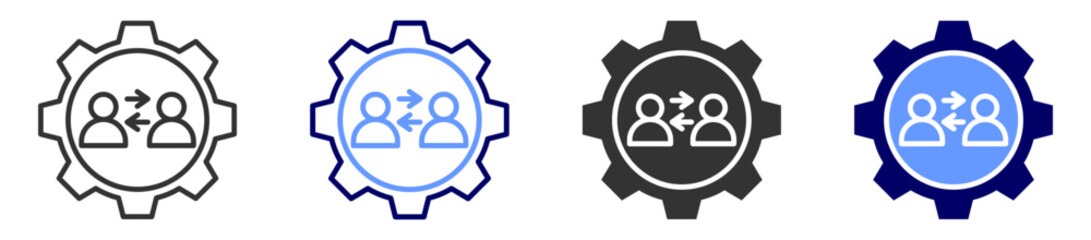 transferring employees icon set multiple style