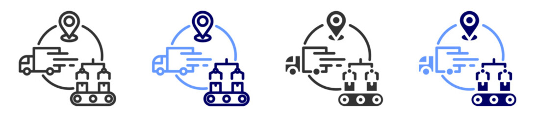 near shoring icon set multiple style