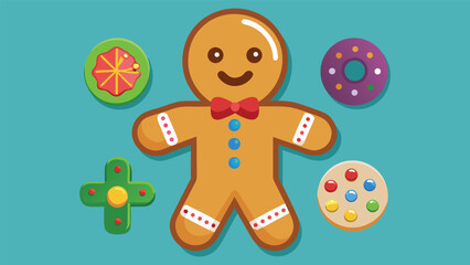 Gingerbread man and cookies realistic icon set vector.