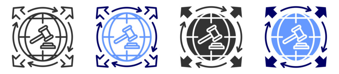 law outsourcing icon set multiple style