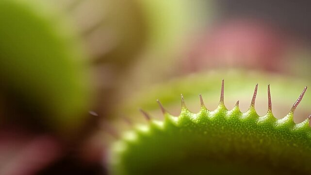 Macro Shot Fly Lands on Venus Flytrap Leaf Margin