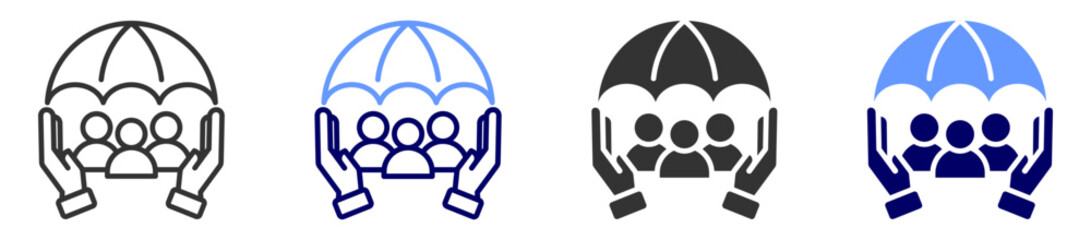 social security icon set multiple style