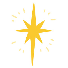 Cute Shimmering Yellow Star Cartoon Hand Drawn Clipart