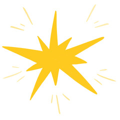 Cute Yellow Sparkling Star Illustration Isolated