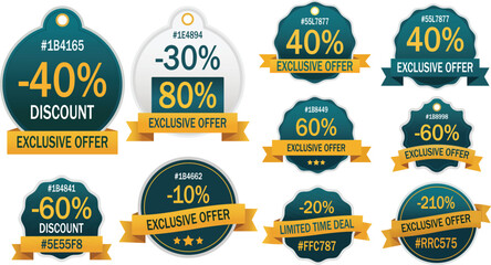 Exclusive offer and sales  stickers collection. perfect for advertising and marketing special offers. Price sticker icons, vintage sunburst circle labels