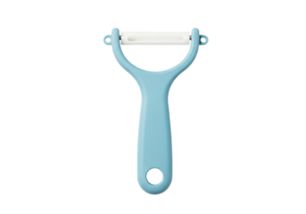 Isolated blue peeler with ergonomic handle for peeling vegetables and fruits cleanly