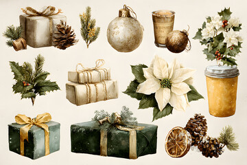 Obraz premium Set of elements for Christmas design