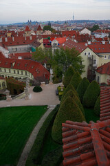 Scenic European Cityscape with Red Rooftops and Historic Architecture View