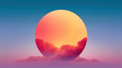 Vibrant Sunset Over Soft Clouds with Warm Hues of Pink, Orange, and Yellow Creating a Tranquil and Dreamlike Atmosphere in the Sky