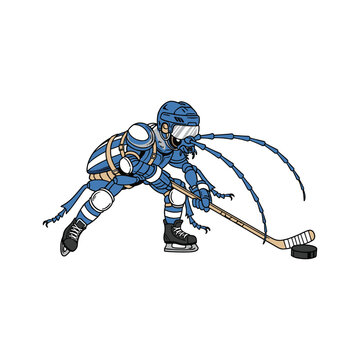 blue beetle hockey player action clip art preview