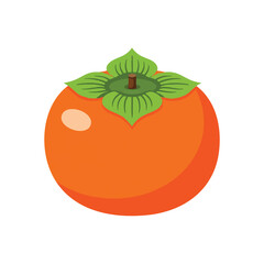 Orange persimmon with flower leaf top