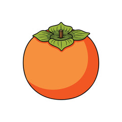 Orange persimmon with flower leaf top