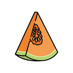 Melon-like cantaloupe slice, orange inside,