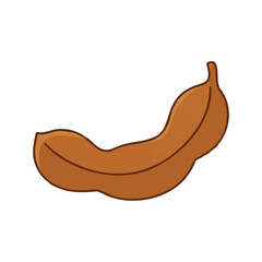 Brown tamarind pod with cute curved shape,