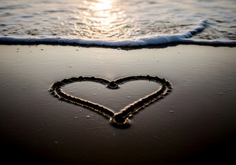 Heart drawn in beach sand