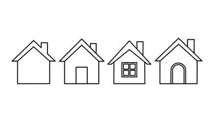 Simple house icons in a row, perfect for real estate and design projects vector illustration