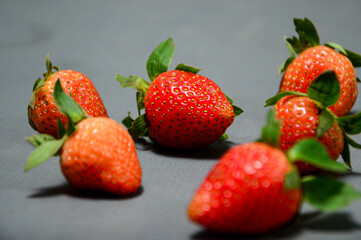 Fresh strawberry isolated on gray background 