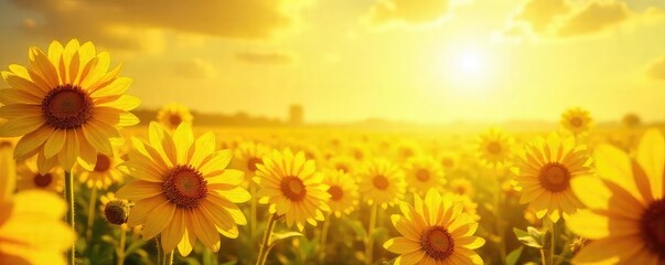 Obraz premium A vibrant, sun-drenched scene bursting with joyful, energetic yellow and gold tones; perfect for themes of optimism, happiness, and summer , positive, dazzling