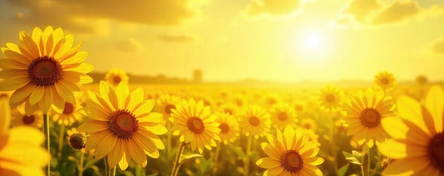 A vibrant, sun-drenched scene bursting with joyful, energetic yellow and gold tones; perfect for themes of optimism, happiness, and summer , positive, dazzling