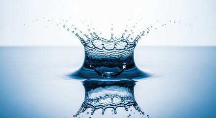 Capturing the dynamic beauty of a water droplet impact creating a crown splash and its perfect reflection