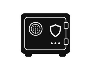 Electronic safe box icon with security shield and keypad
