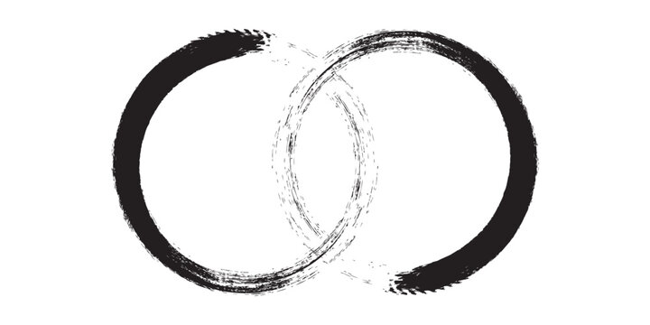 hand-drawn enso circle brush stroke infinity symbol zen art textured abstract spiritual balance vector design.