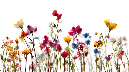 Vibrant wildflowers in full bloom against a dark background