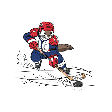 weasel hockey player cartoon action clip art preview