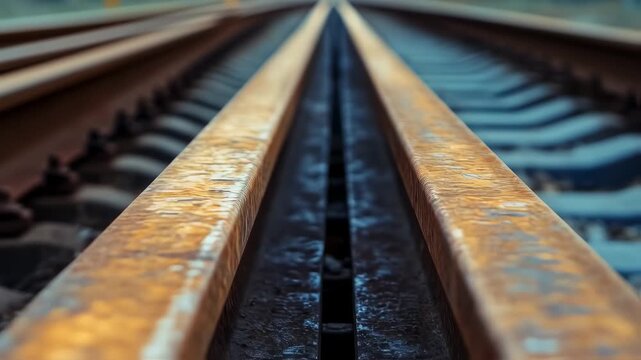 Rusty Railroad Track Perspective: Captivating Visuals of Railway Infrastructure Decay and