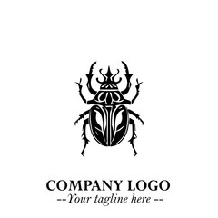Beetle Logo Symbol in Black on the White Background with Simple Modern Insect Design