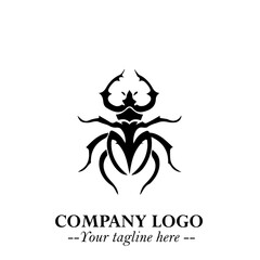 Beetle Logo Symbol in Black on the White Background with Simple Modern Insect Design