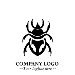 Beetle Logo Symbol in Black on the White Background with Simple Modern Insect Design