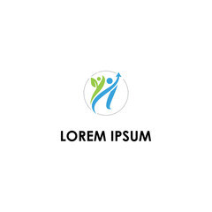 Modern wellness and success logo template with abstract people forming the letter H within a circle, symbolizing health, growth, and progress