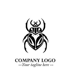 Beetle Logo Symbol in Black on the White Background with Simple Modern Insect Design