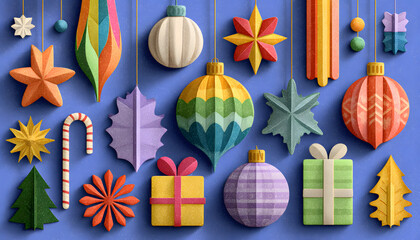 Obraz premium Christmas elements set. Colorful vector holiday items. Christmas illustration.
