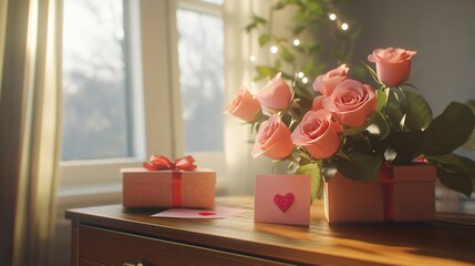 Elegant Roses Presentation with Gift Boxes