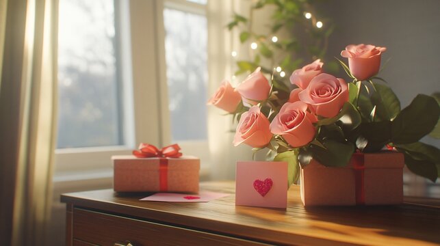 Elegant Roses Presentation with Gift Boxes