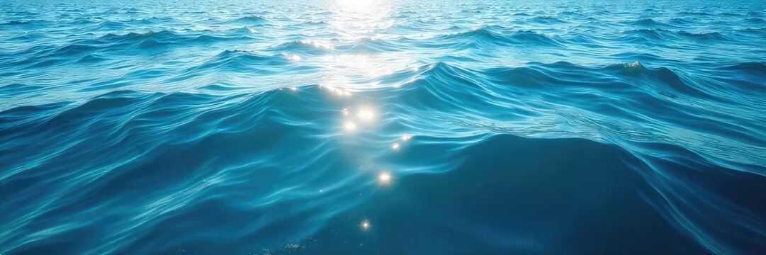 Vast expanse of deep blue ocean water, sunlit surface with gentle waves, tranquil seascape, perfect for travel or nature themes ,  tranquil,  coastal