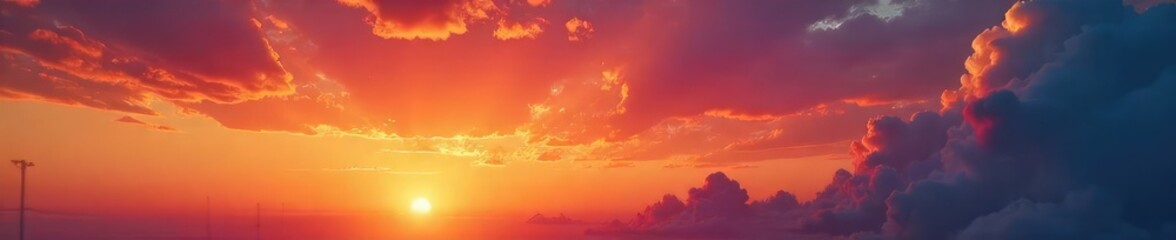 Vibrant sunset paints the sky with fiery oranges and deep reds, reflected beautifully in the fluffy, textured clouds  A breathtaking cloudscape at golden hour ,  awe-inspiring,  weather