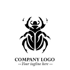 Beetle Logo Symbol in Black on the White Background with Simple Modern Insect Design