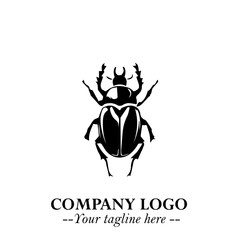 Beetle Logo Symbol in Black on the White Background with Simple Modern Insect Design